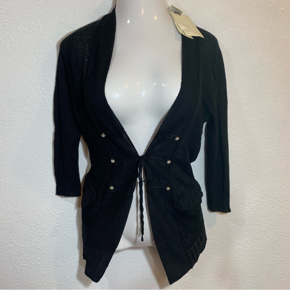 MM Couture By Miss Me NWT Sheer Cardigan Black Medium Goth Academia Minimalist